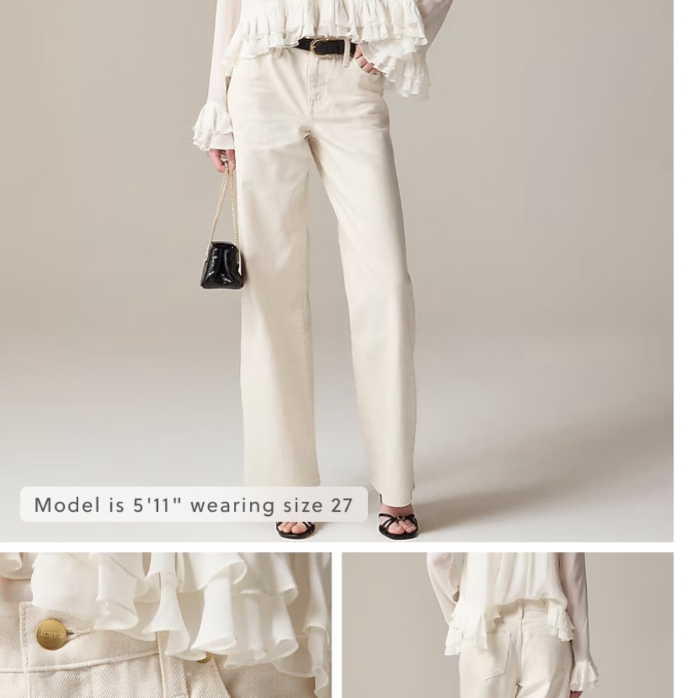 J. Crew lower rise wide leg jean, ecru wash, 30p